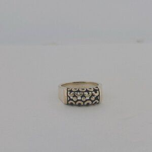 Estate Sterling Silver 925 Ring Size 8, Modern Geometric Pattern Band 8.5g